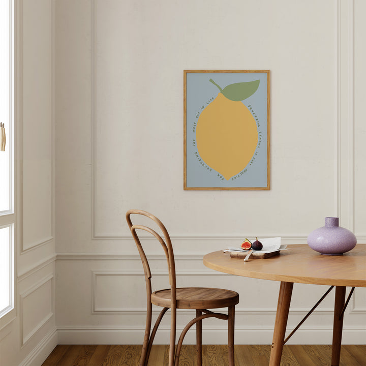 Blue Lemon Squeeze Quote by Lucia Sankovic,dining room,kitchen,timber border