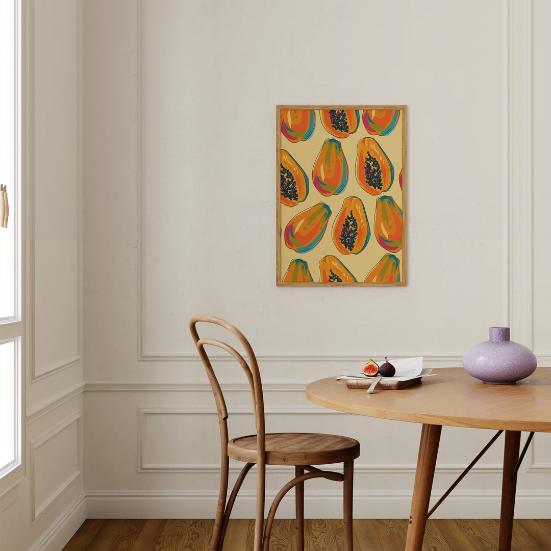 Papaya Pattern Kitchen Print,dinning room,timber border