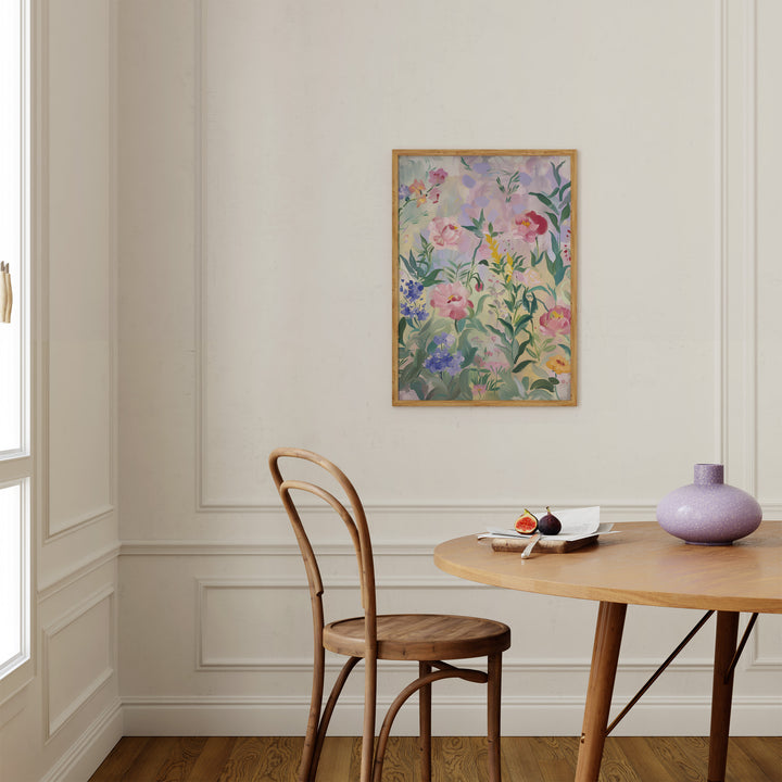 Garden in Bloom Art Illustration,dining room,timber border