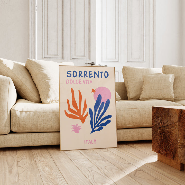 Sorrento Italy Print,livingroom ,timber border