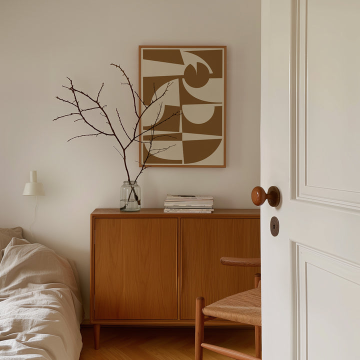 Geometric Brown Portrait Abstract by Maison Boot,bedroom,timber border