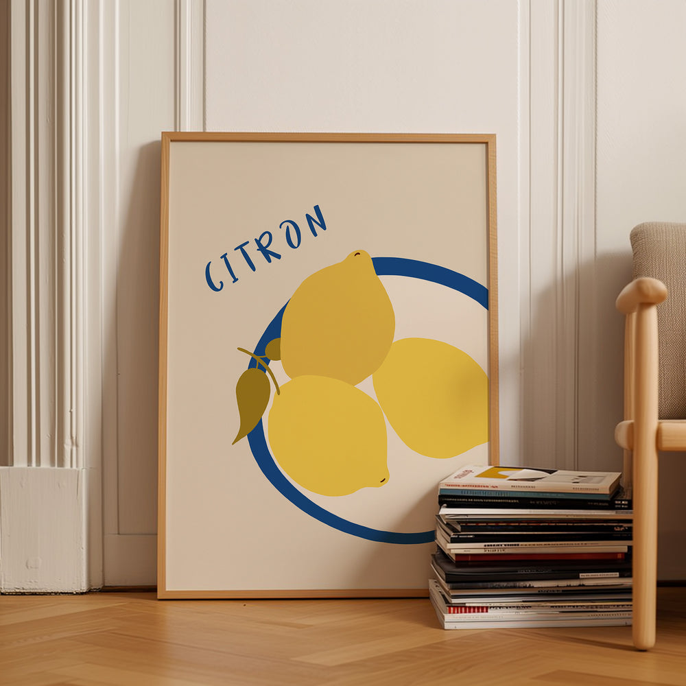 Citron Lemon Wall Art,livingroom,timber border