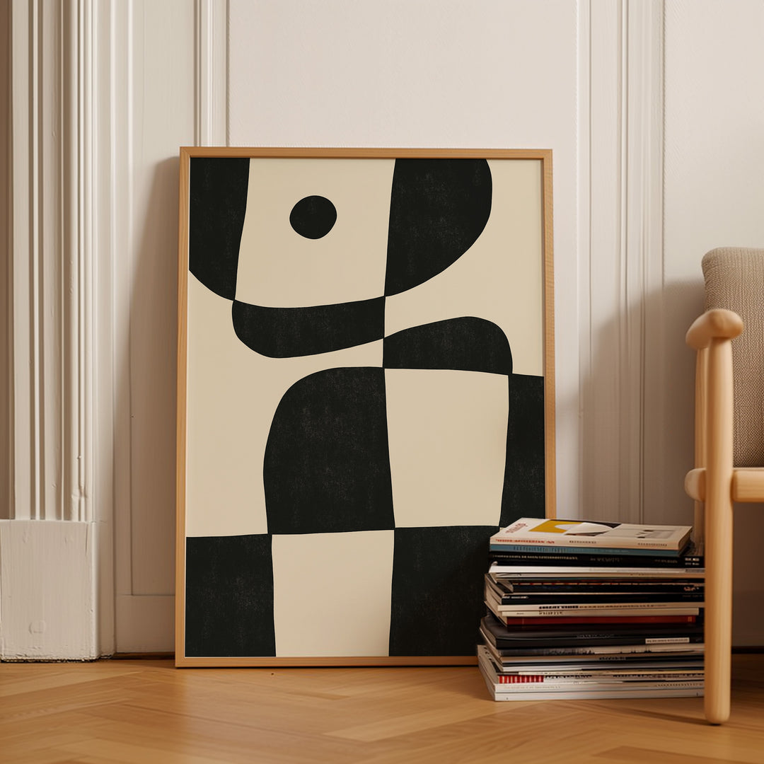 Beige and Black Animal Abstract by Maison,living room,timber border