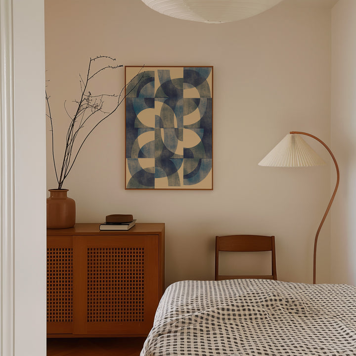 Blue Geometry by Maison Bootsy,bedroom,living room,timber border