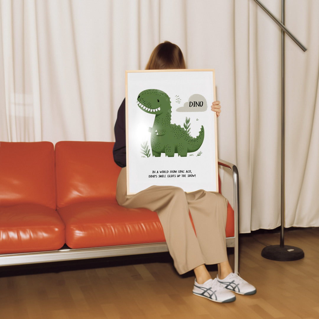 Dino Nursery Childrens Wall Print,poster,livingroom,timber border