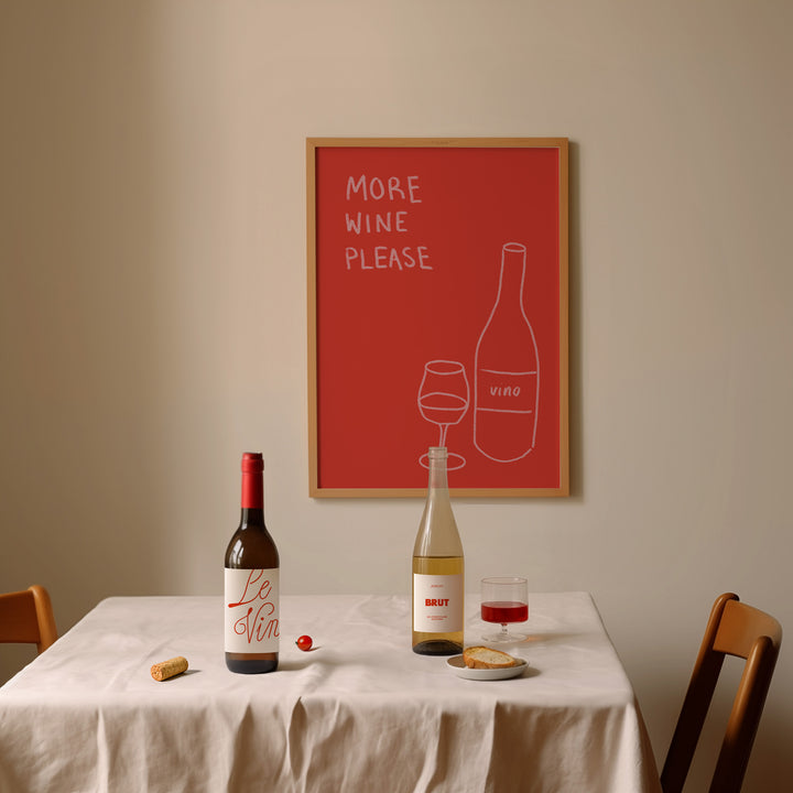 Vino More Wine Bar Wall Art by Lucia Sankovic,dining room,timber border