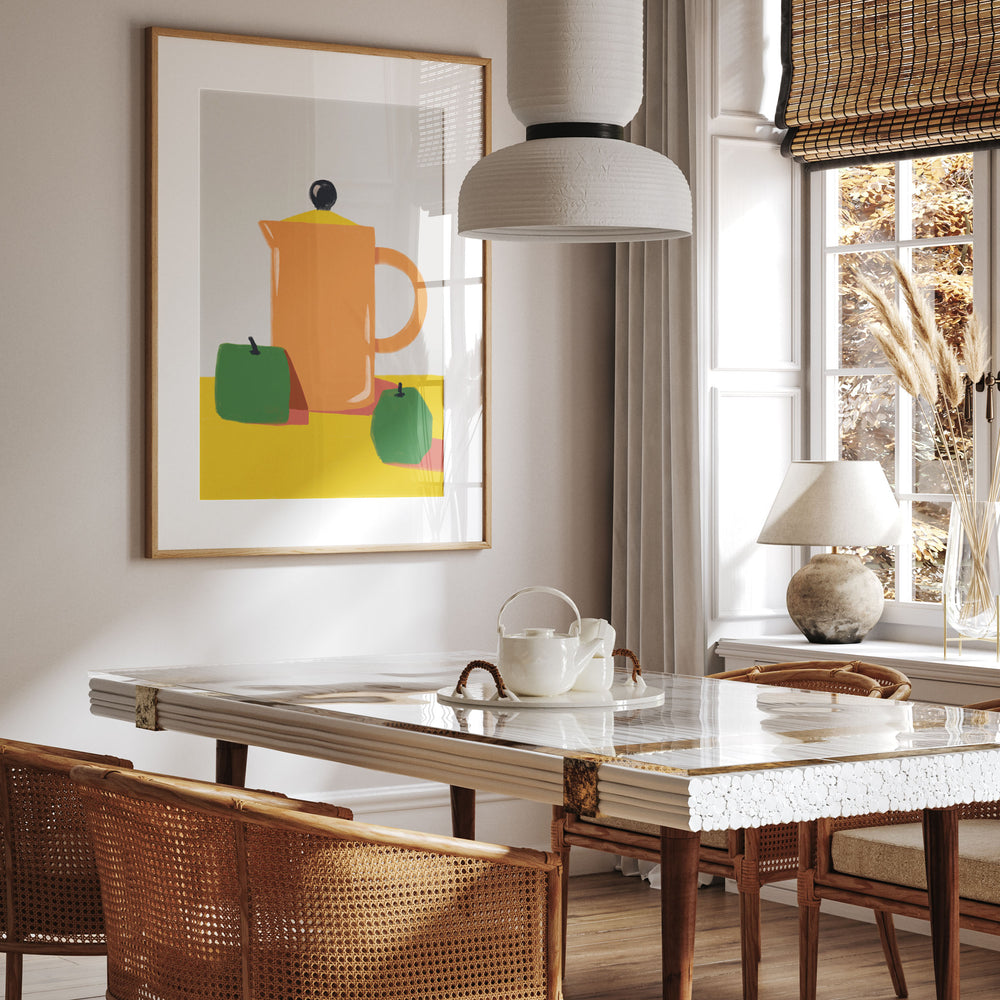 Apples and Orange Kitchen Jug Print,diningroom,timber border