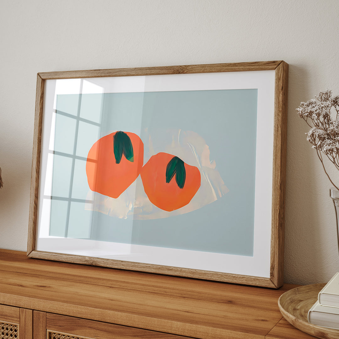 Abstract Orange Pair Kitchen Print,living room,timber border