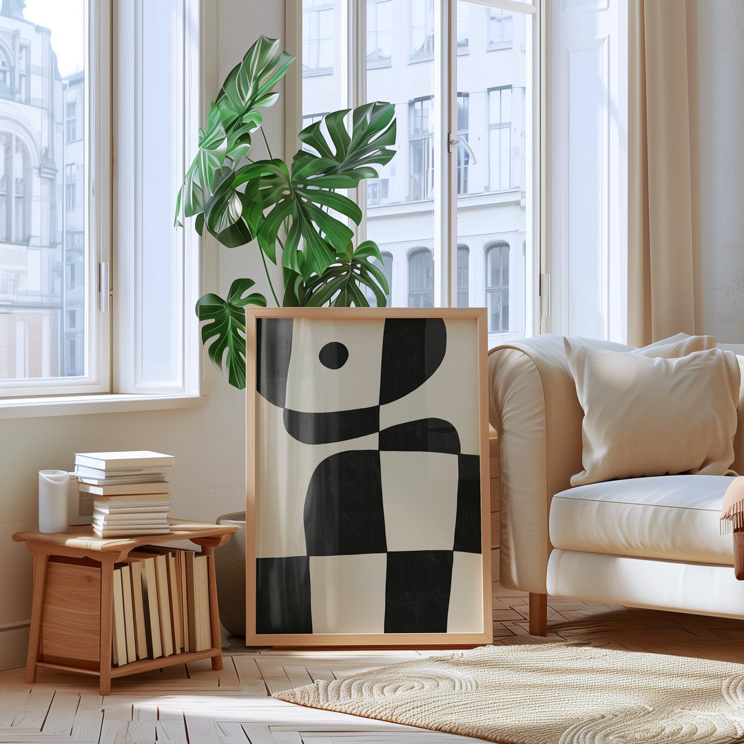 Beige and Black Animal Abstract by Maison,living room,timber border