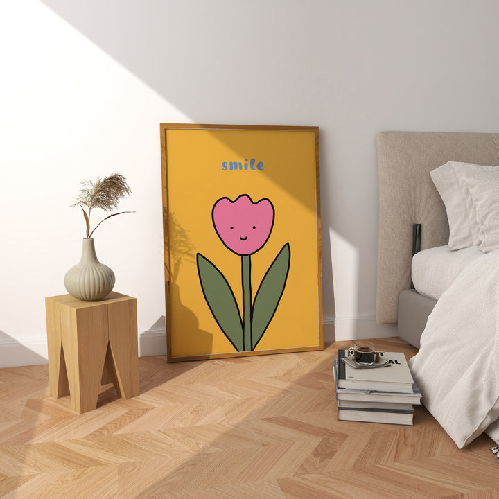 Smile Cute Flower by Lucia Sankovic,bedroom,timber border