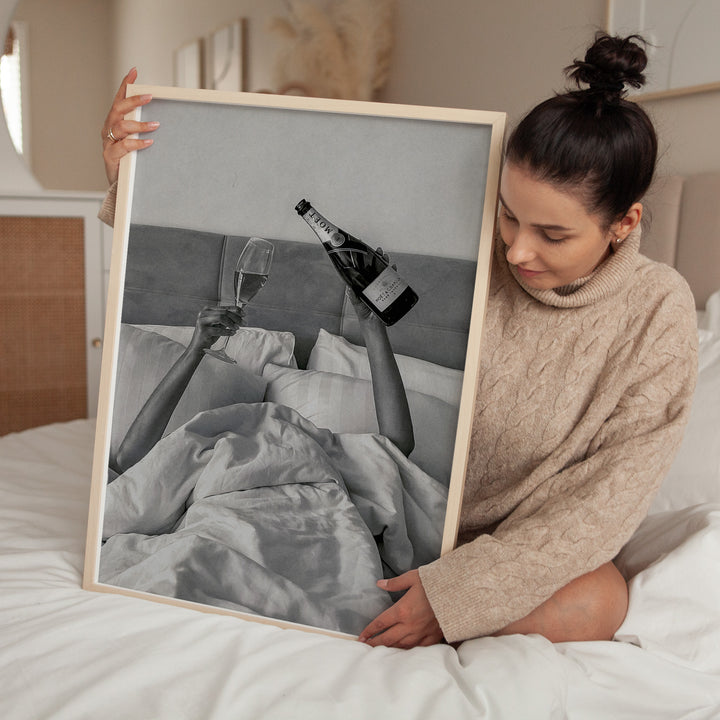 Champagne Bed and Breakfast Photograph Wall,bedroom,timber border