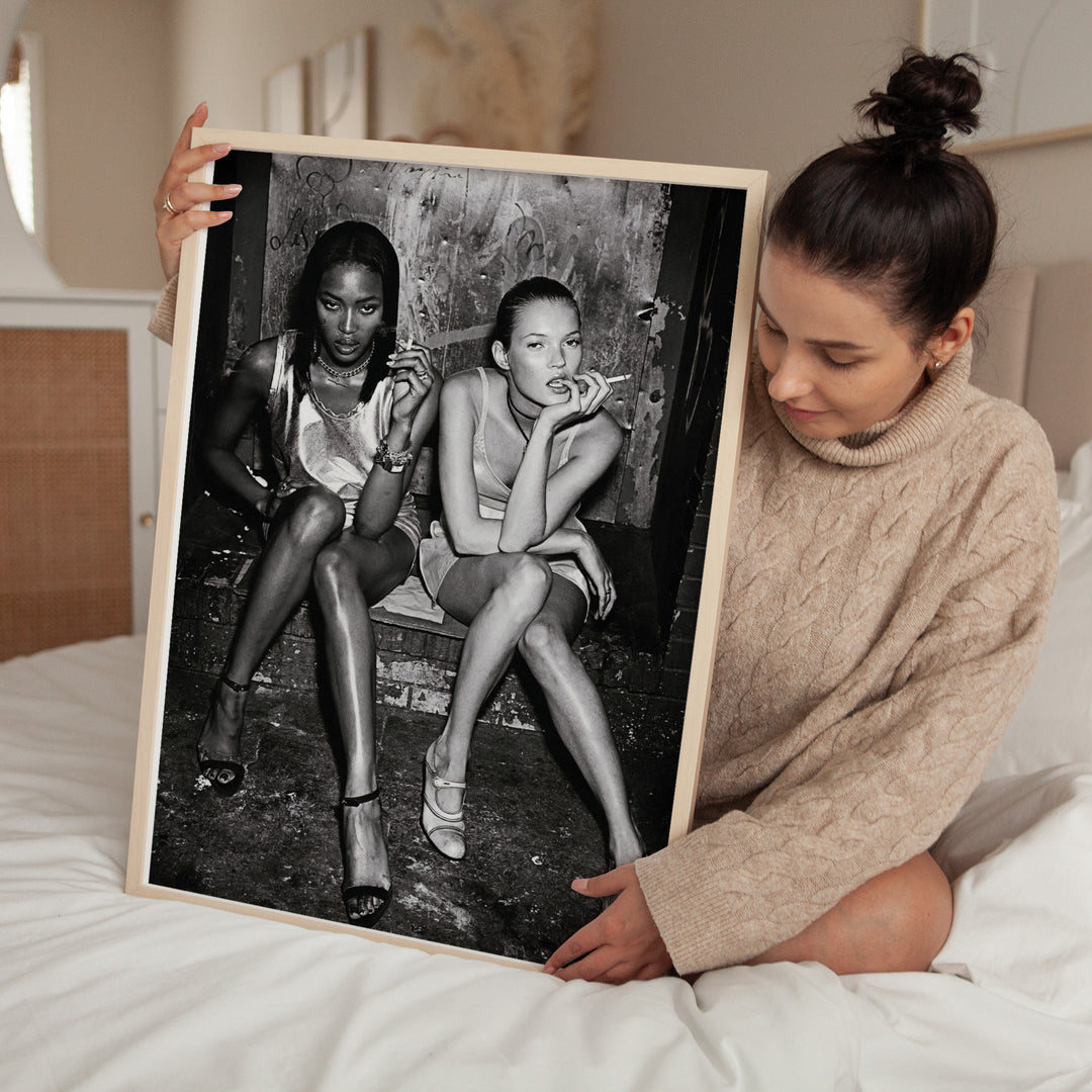 Kate Moss, Naomi Campbell Wall Art Photography,livingroom,timber border