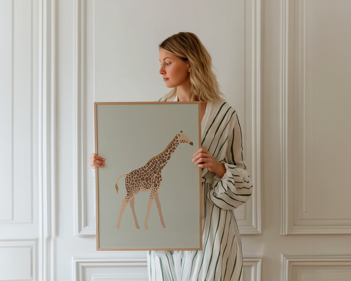 Blue Giraffe Illustration,livingroom,hallway,timber border