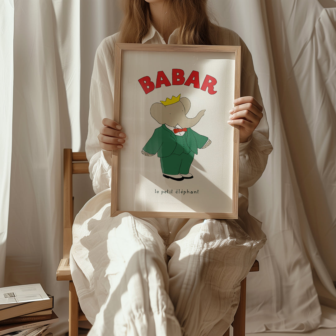 Babar The Original Kids Print,gallery,study,timber border