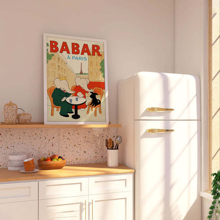 Babar in Paris,living room,kitchen,timber border