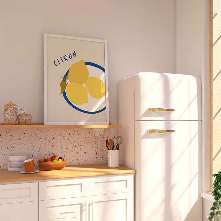 Citron Lemon Wall Art,kitchen,timber border