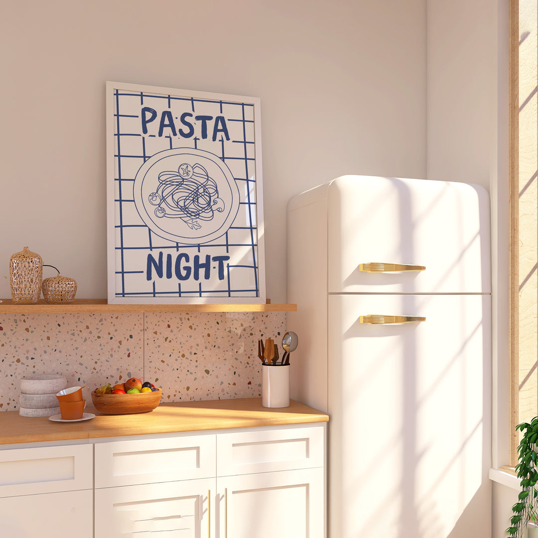 Pasta Night Kitchen Wall Print,kitchen,timber border