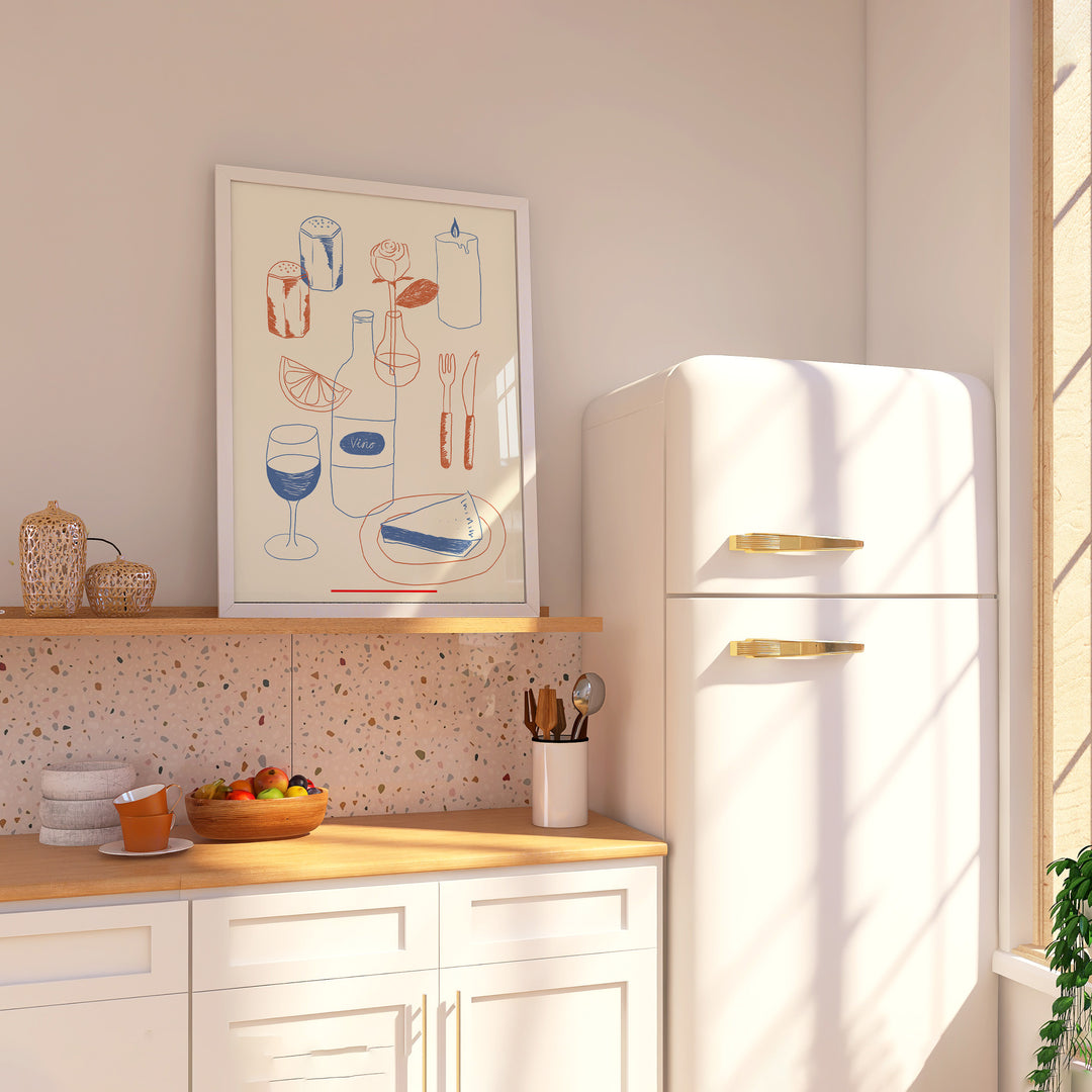 Table Kitchen Illustration by Lucia Sankovic,kitchen,white border