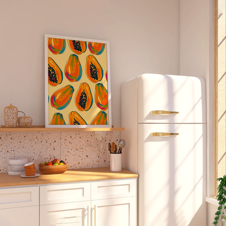 Papaya Pattern Kitchen Print,kitchen,white border