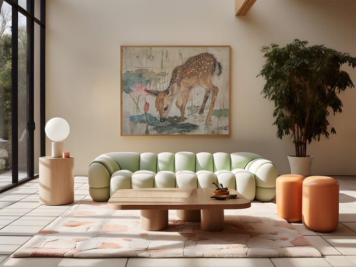 Kids Deer Nursery Print,livingroom,gallery,timber border