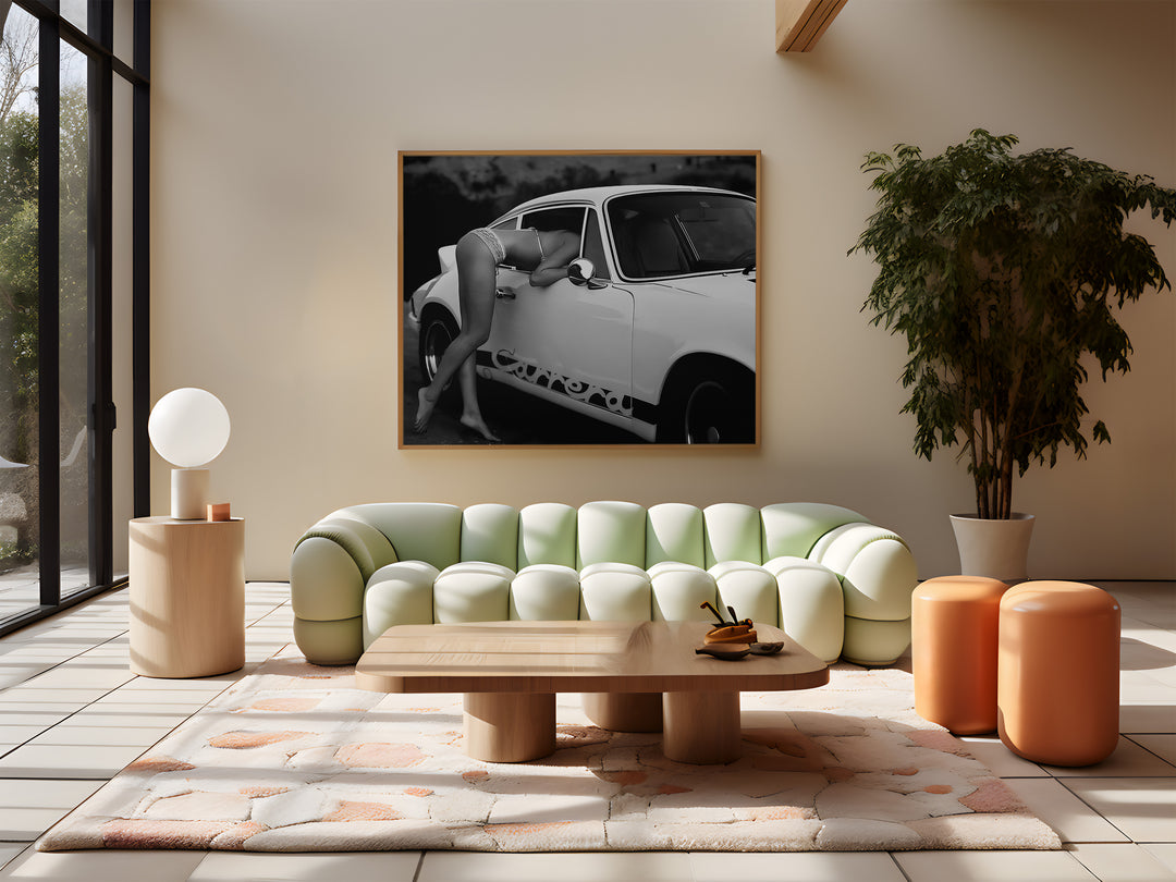 Porsche Carrera Woman Photgraphy Wall Art,living room,gallery wall,bedrom,timber border