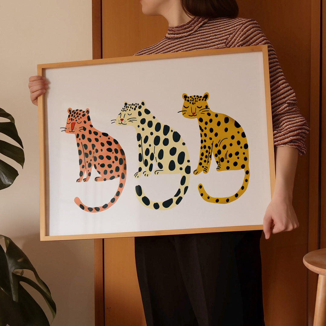 Happy Landscape Leopards Art,living room,timber border