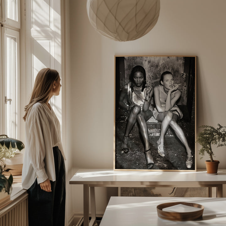 Kate Moss, Naomi Campbell Wall Art Photography,livingroom,timber border