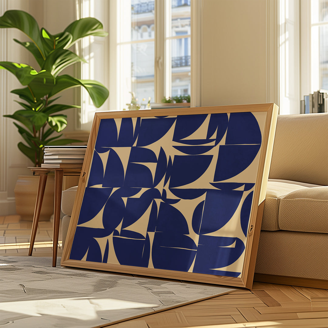 Blue Forms Landscape by Maison Bootsy,living room,timber border