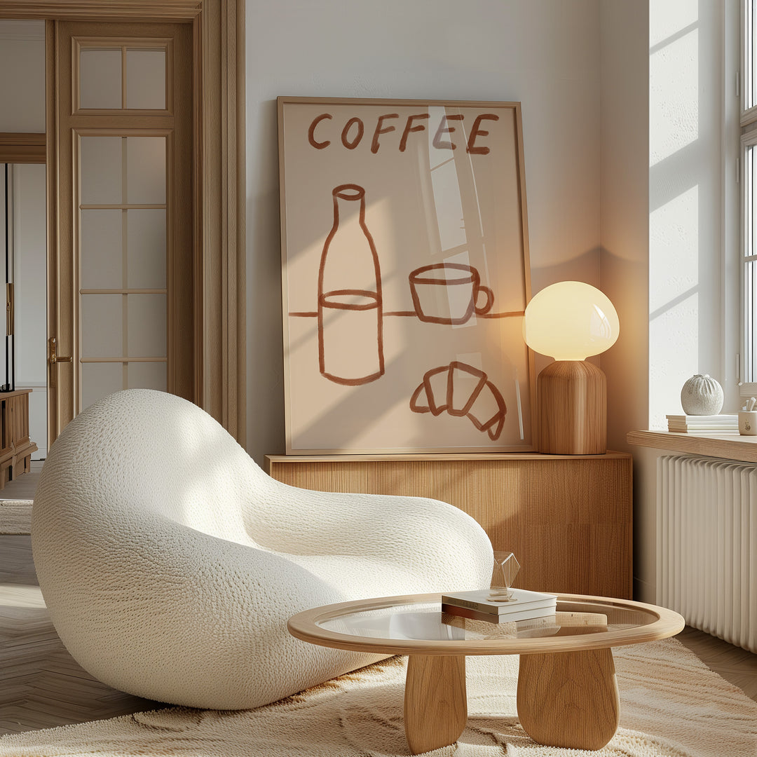 Simple Coffee Morning by Lucia Sankovic,living room,timber border.