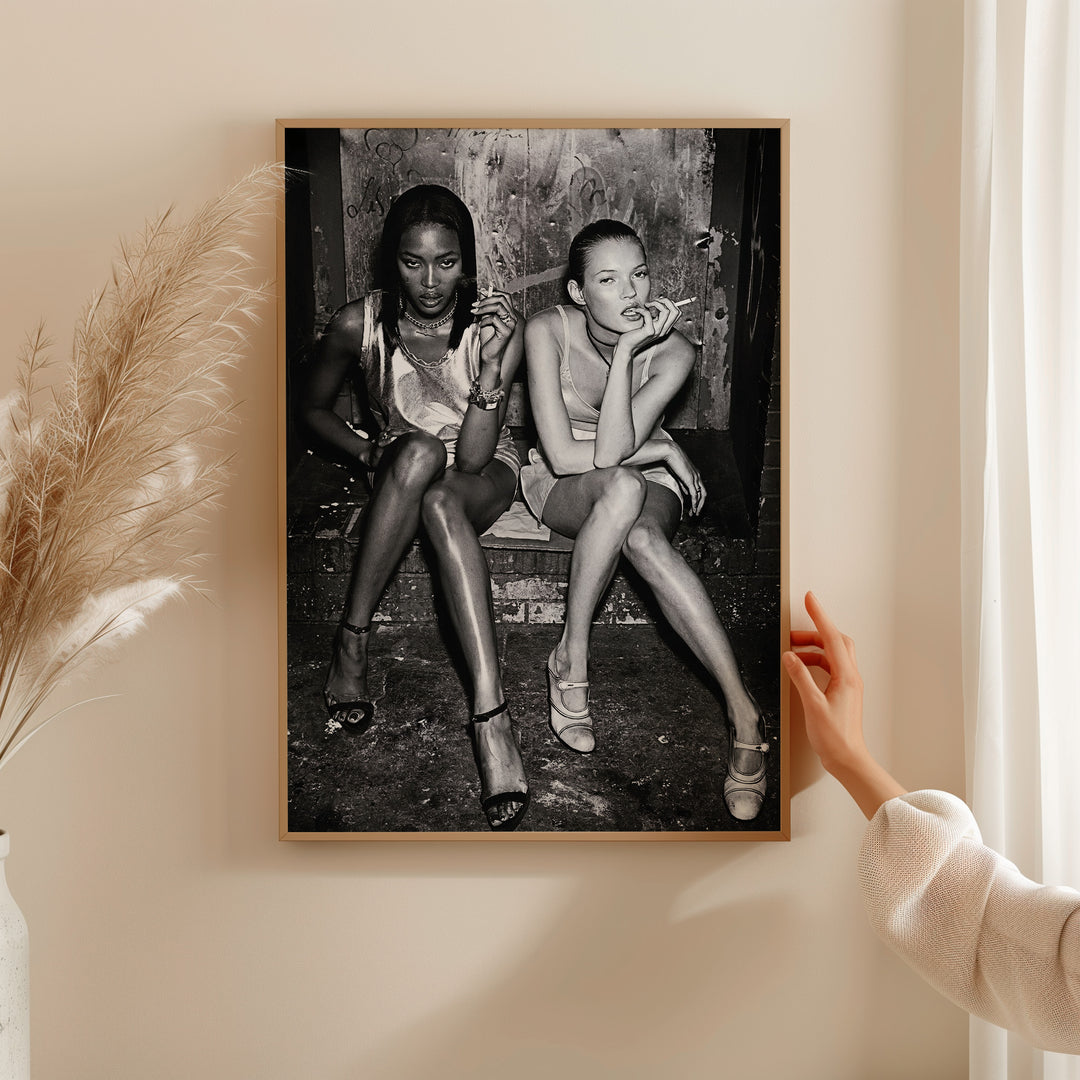 Kate Moss, Naomi Campbell Wall Art Photography,livingroom,timber border