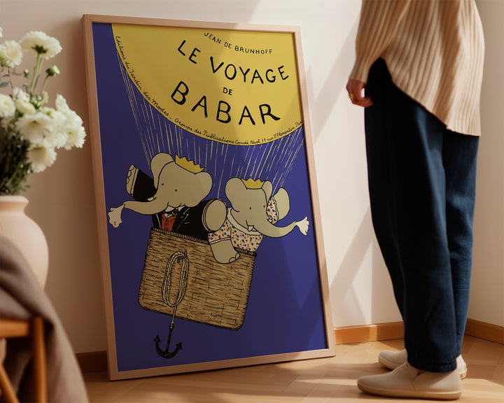 Babar Le Voyage Air Balloon Print,kitchen,timber border