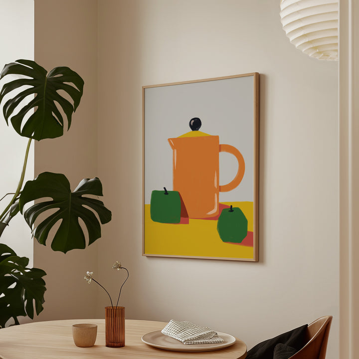 Apples and Orange Kitchen Jug Print,diningroom,timber border