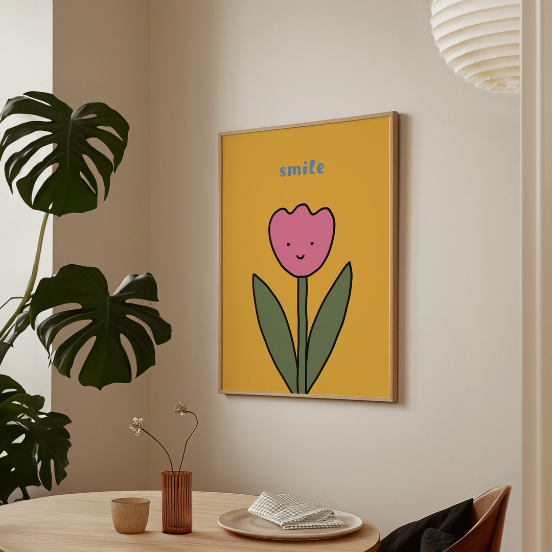 Smile Cute Flower by Lucia Sankovic,dining room,kitchen,timber border