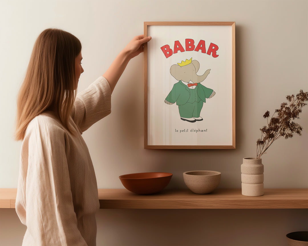 Babar The Original Kids Print,gallery,livingroom,timber border