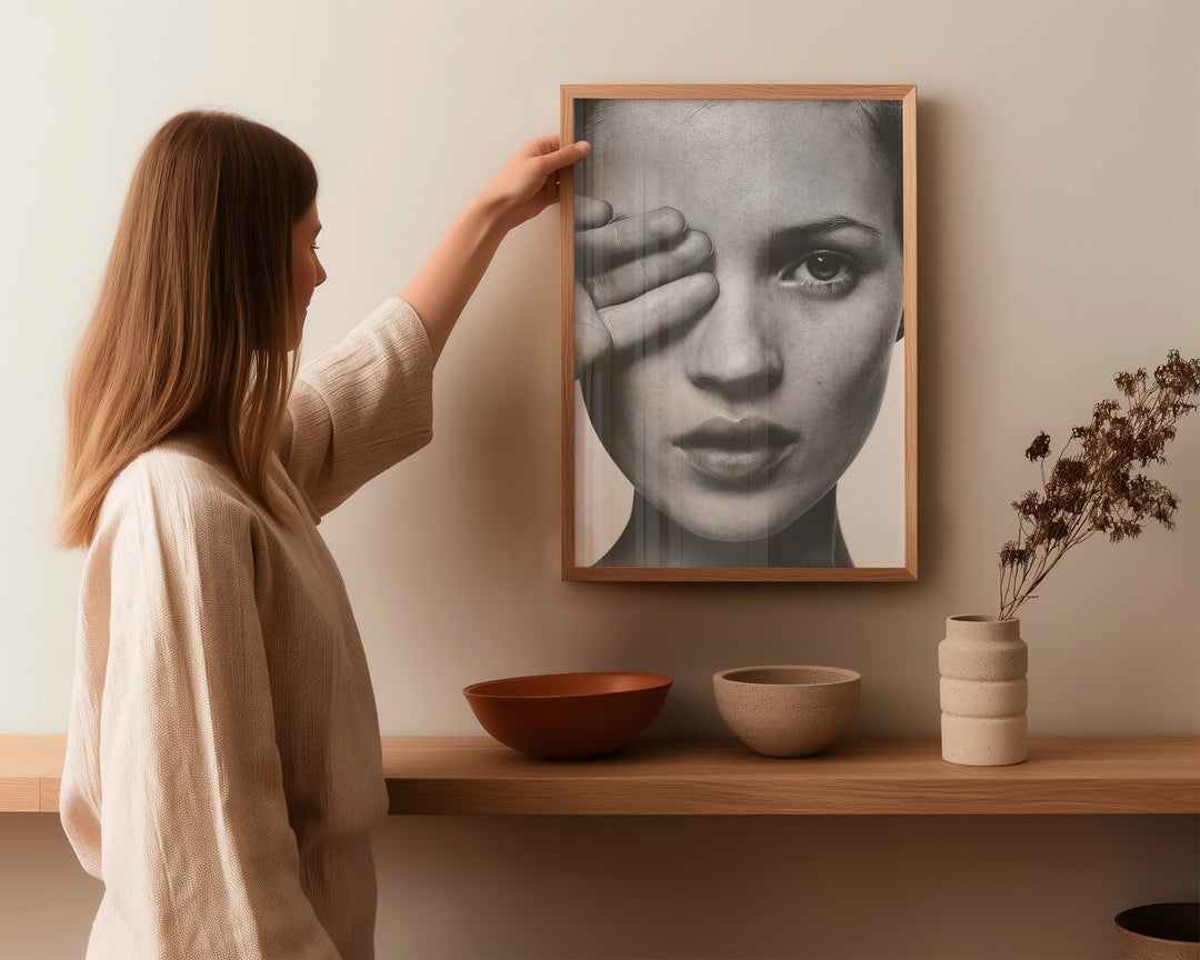 Kate Moss Self Portrait Wall Art Photograph,gallery wall,timber border