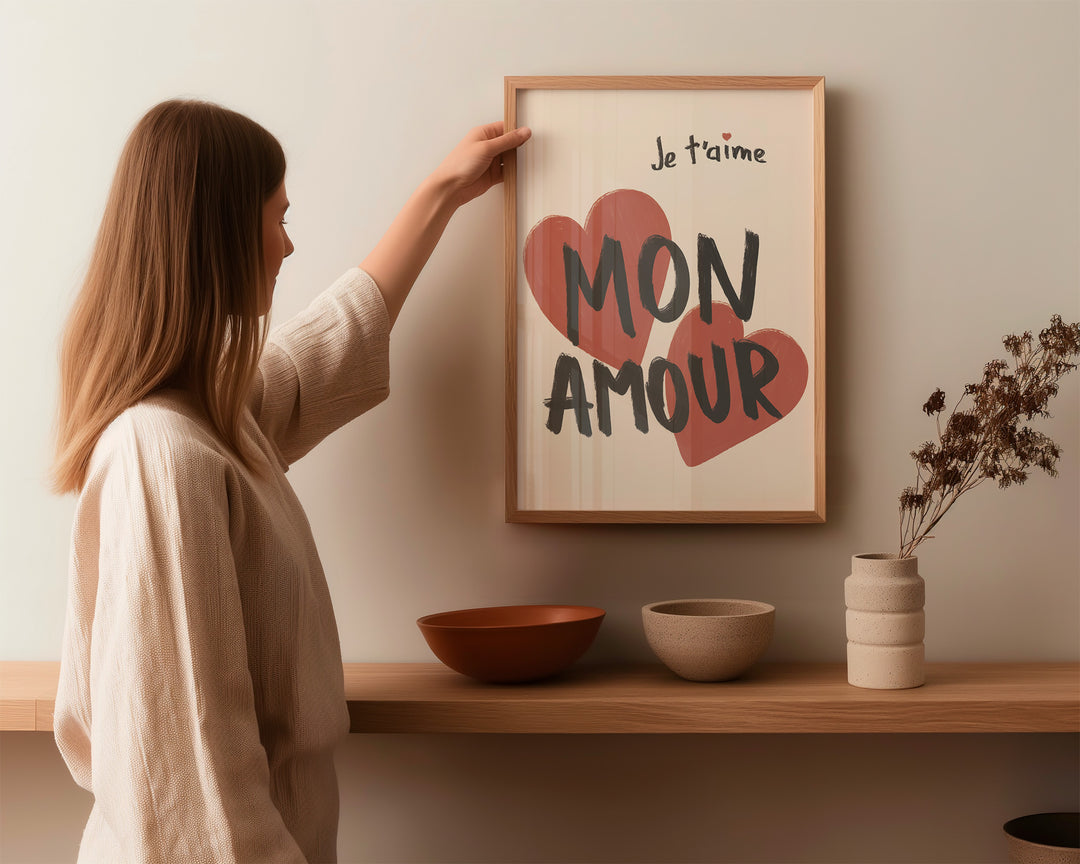 Mon Amour Kitchen Print,gallery wall,timber border