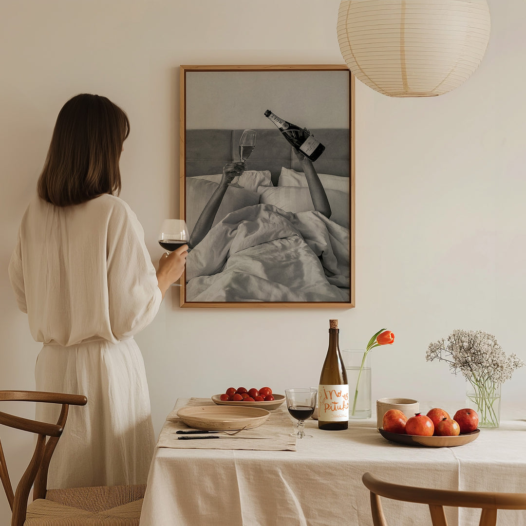 Champagne Bed and Breakfast Photograph Wall,dining room,timber border