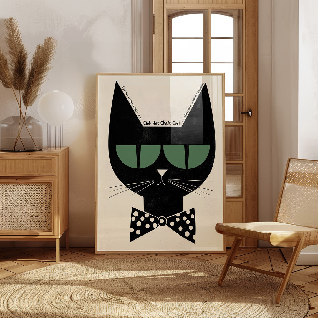 Club Des Chats Cool French Vintage Print,living room.