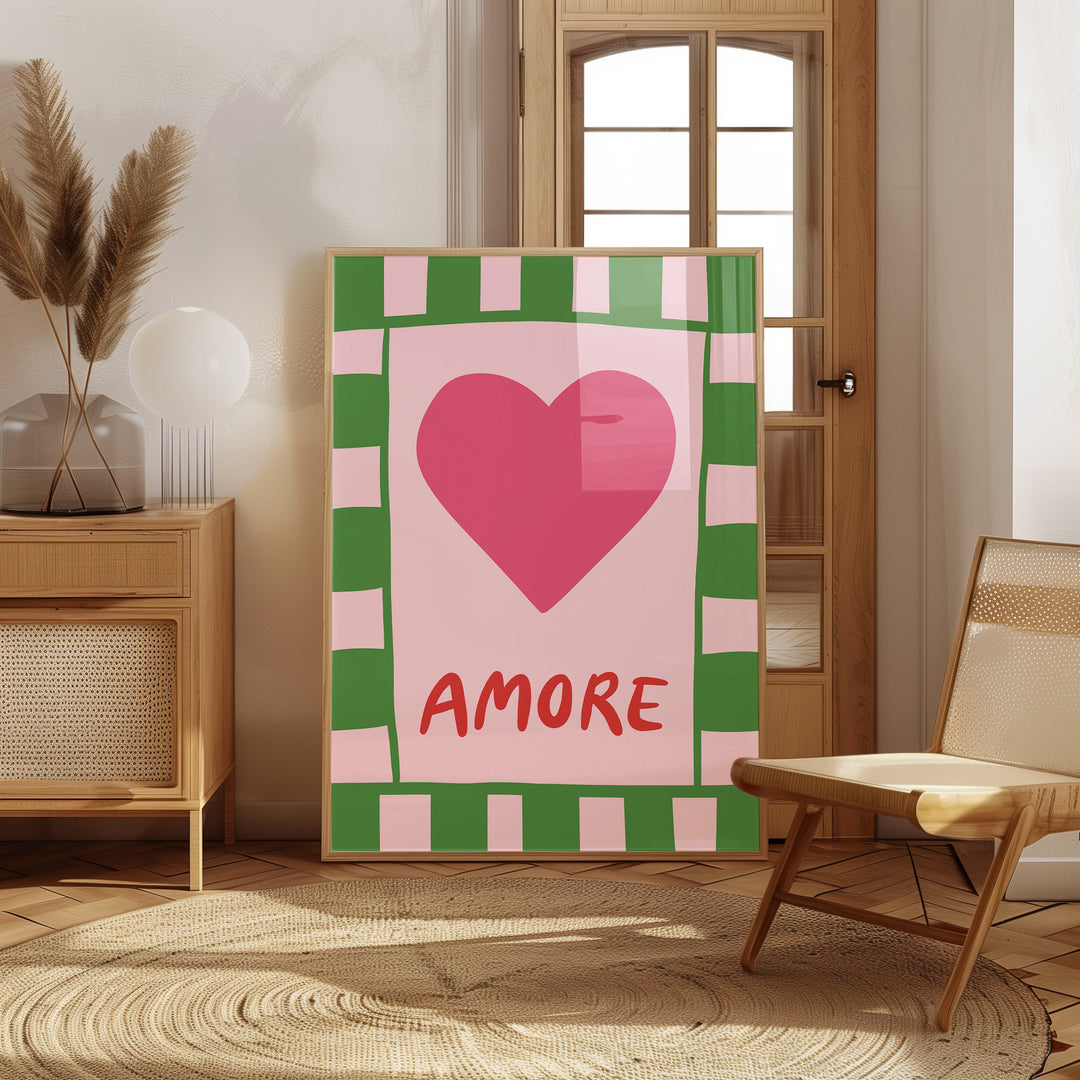 Love Amore Wall Art by Lucia Sankovic,living room, timber border