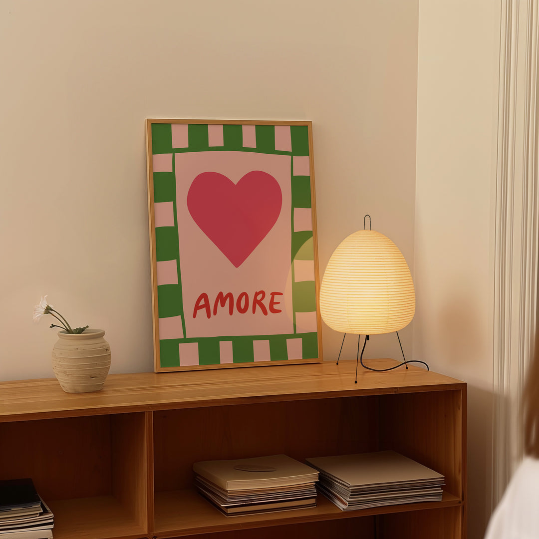 Love Amore Wall Art by Lucia Sankovic,living room,hallway,timber border