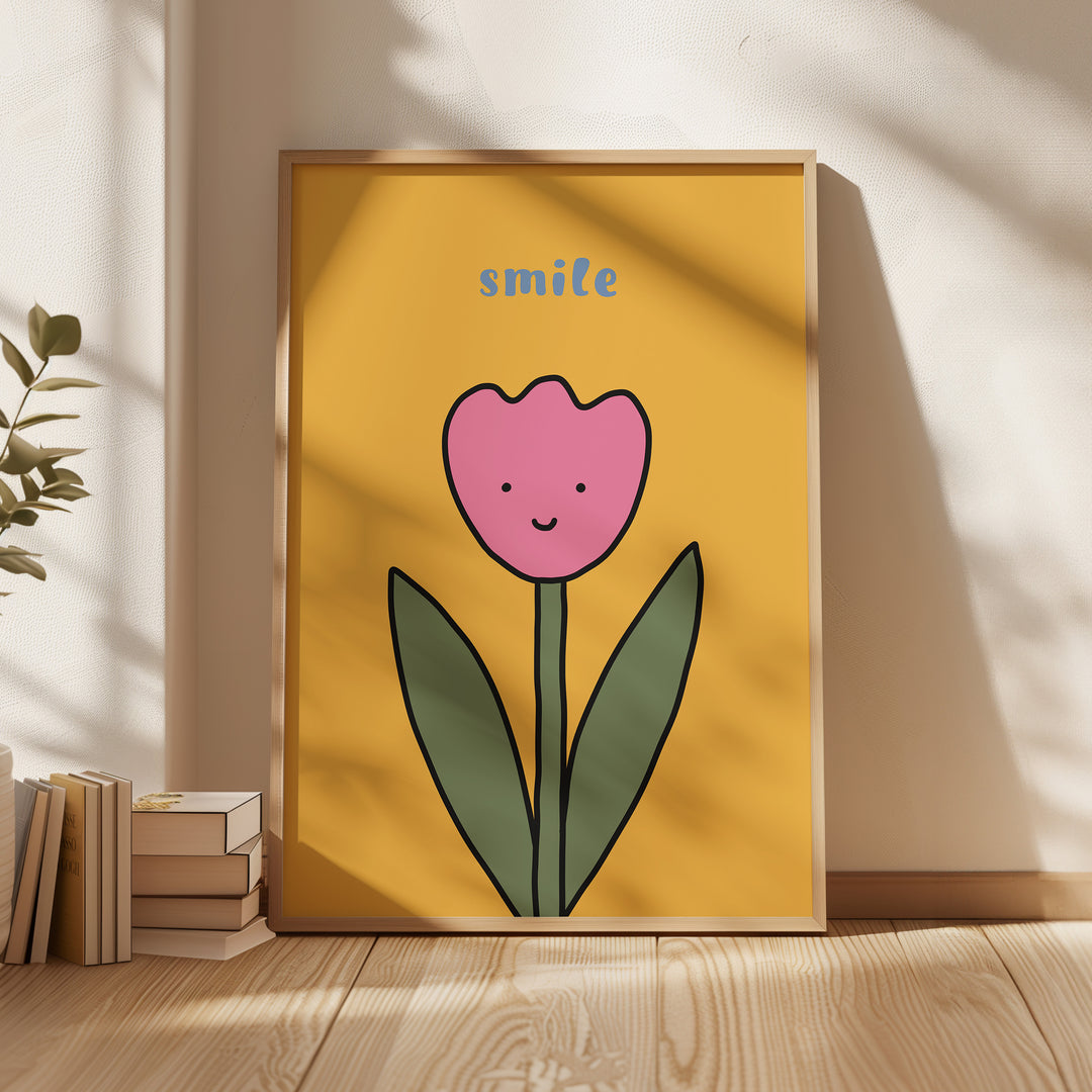 Smile Cute Flower by Lucia Sankovic,livingroom,timber border