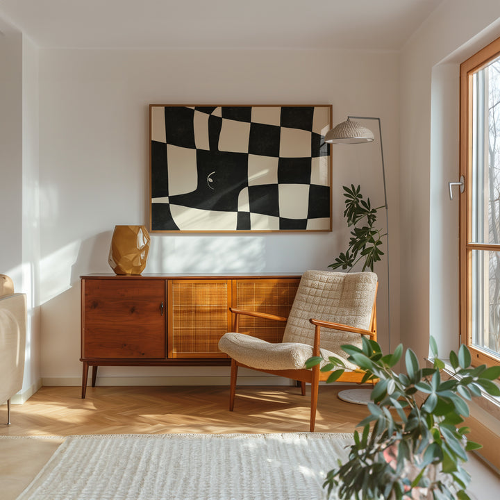 Beige and Black Animal Abstract Landscape II,living room,timber border