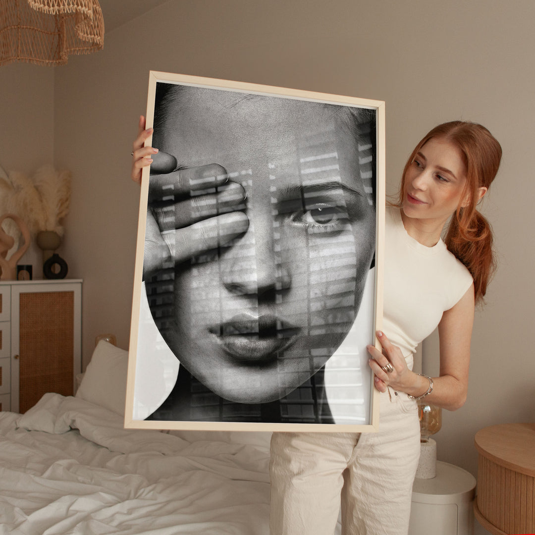 Kate Moss Self Portrait Wall Art Photograph,gallery wall,timber border