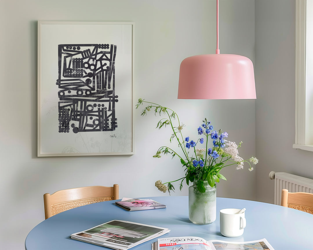 Crammed Maze Abstract Portrait Print by Maison ,dining room,bedroom,timber border