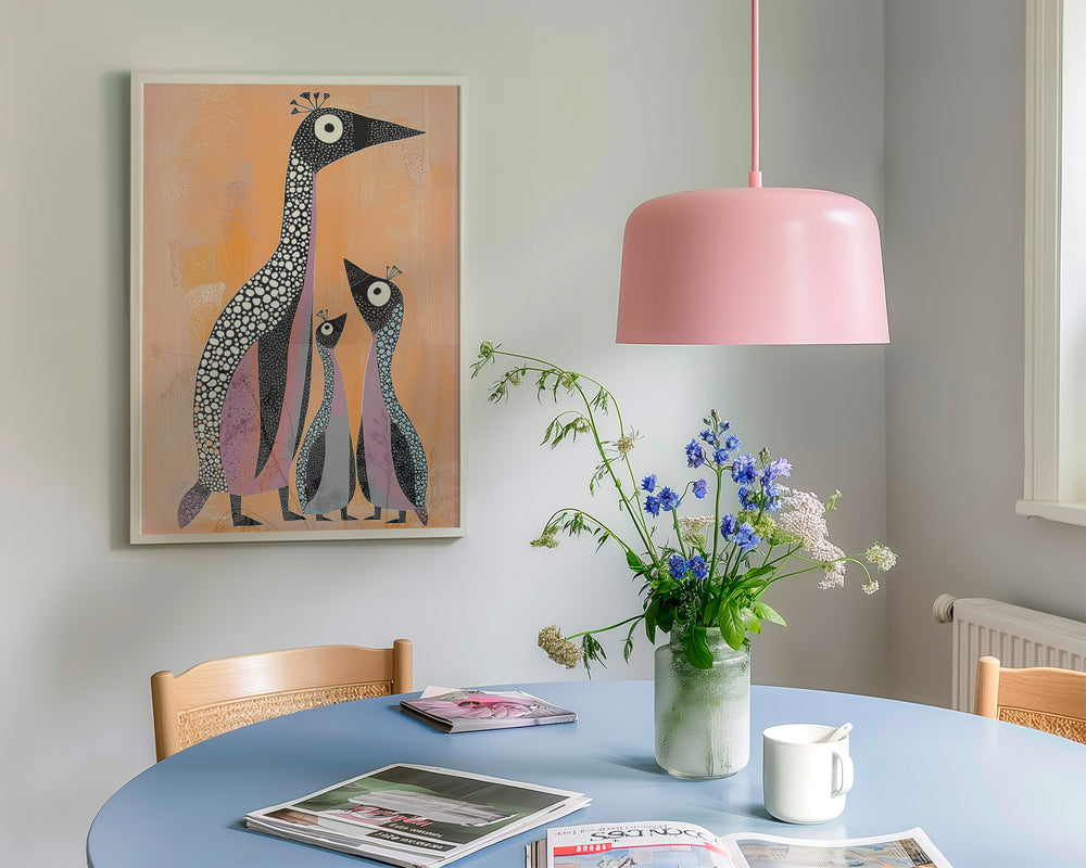 Penguin Paradise Kids Wall Art,dining room,timber border