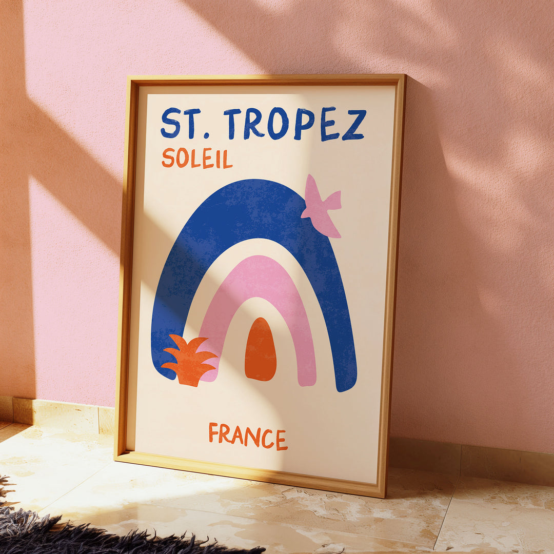 St Tropez Soleil France Print,gallery,timber border