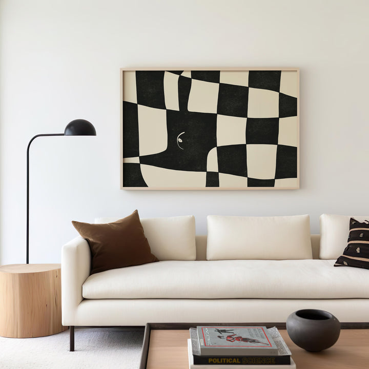 Beige and Black Animal Abstract Landscape II,living room,white border