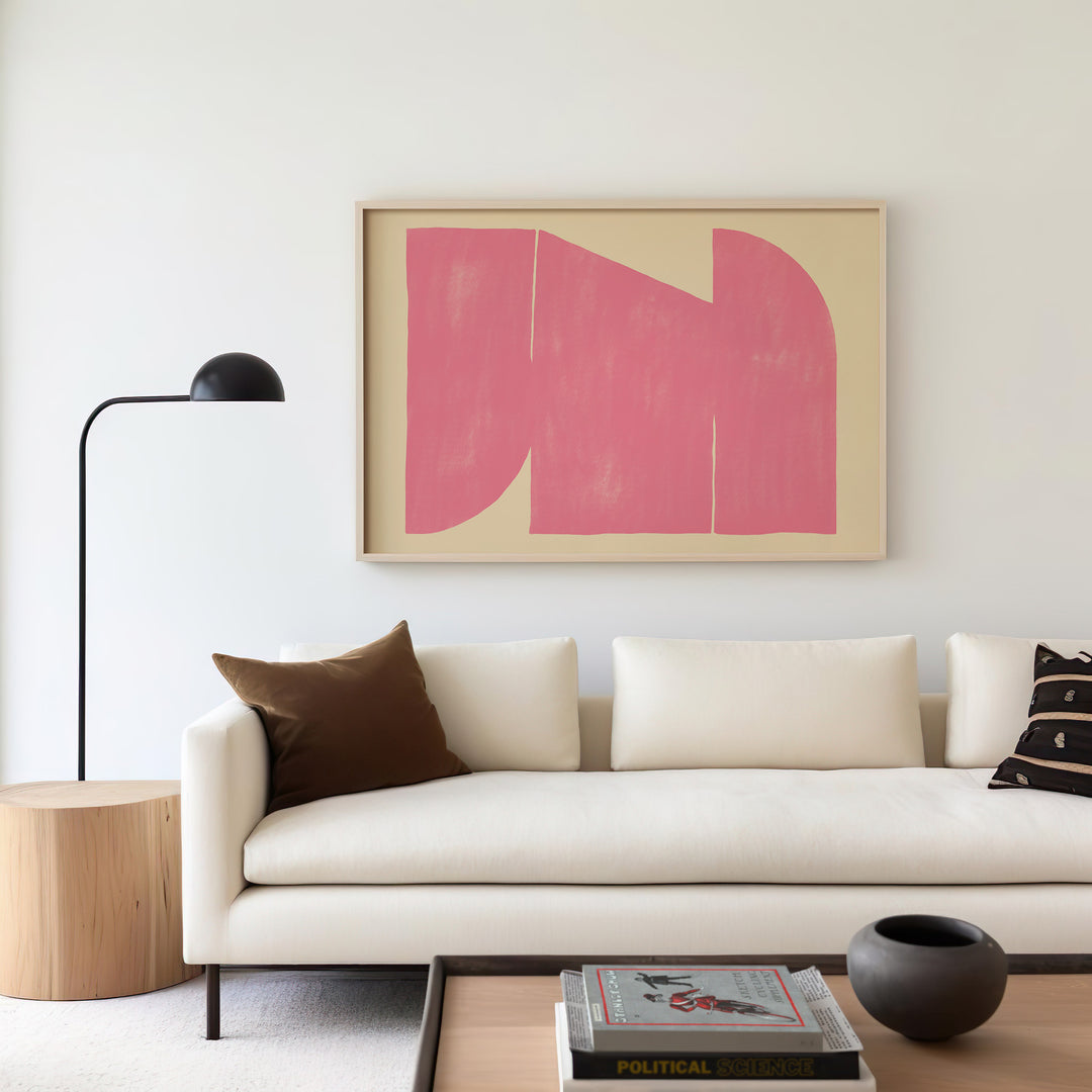 Pink Maze Landscape Abstract by Maison Bootsy,living room,timber border