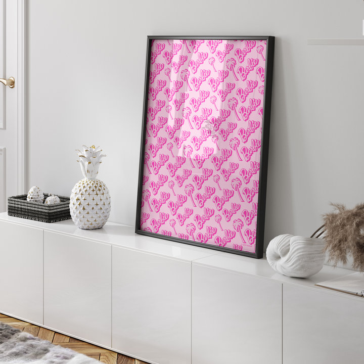 Barbie Pink Palm Tree Logo Wall Art Print