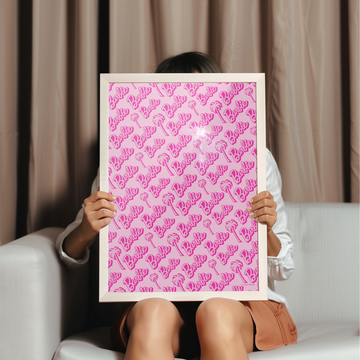 Barbie Pink Palm Tree Logo Wall Art Print